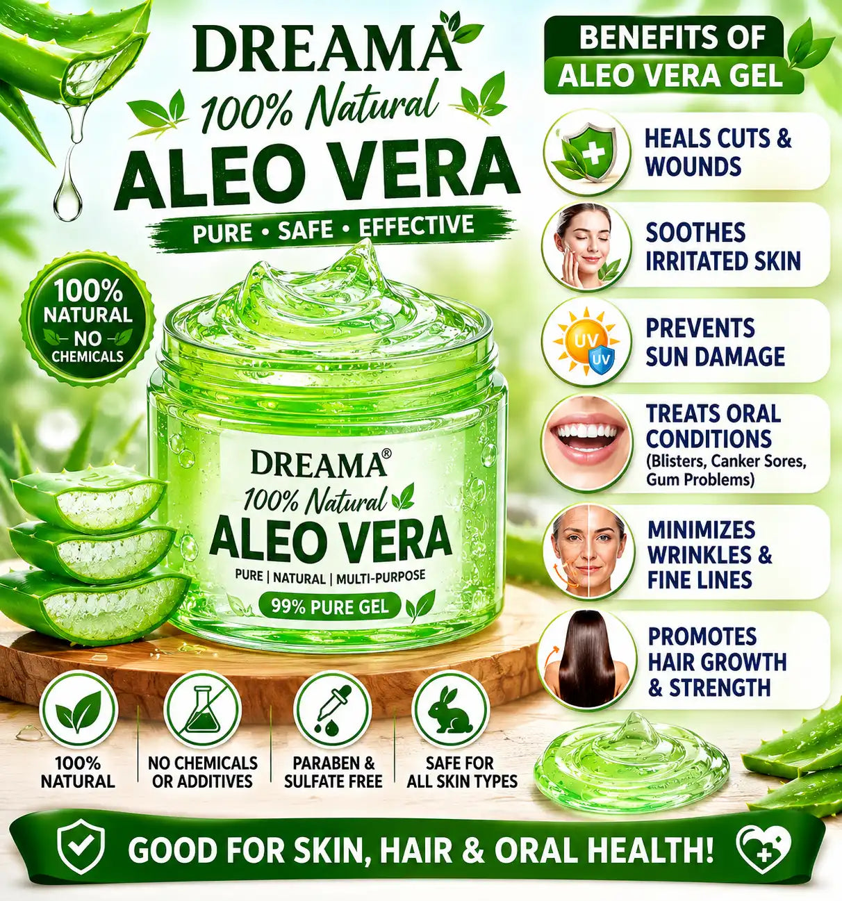 PREMIUM, NATURAL 99 % NATURAL PURE ALOE VERA GEL