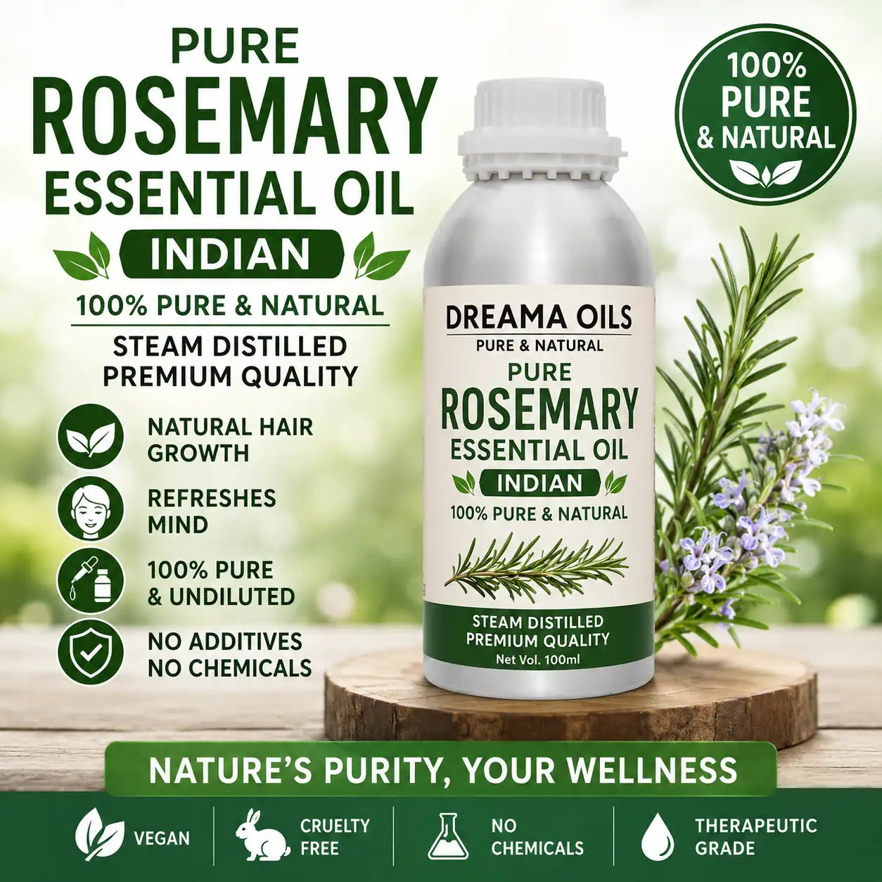 Premium Pure Rosemary Essential Oil – Indian