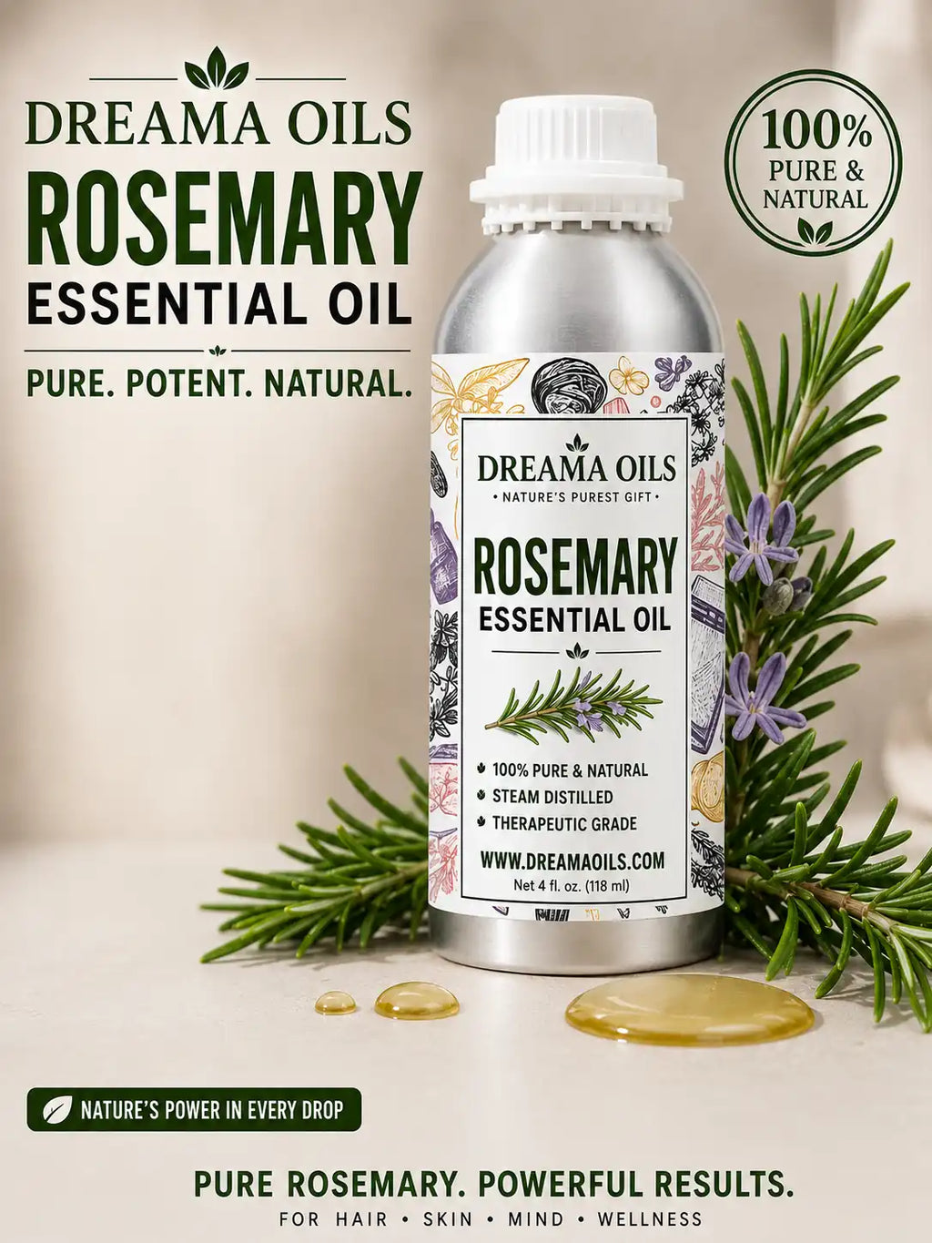 Premium Pure Rosemary Essential Oil – Indian