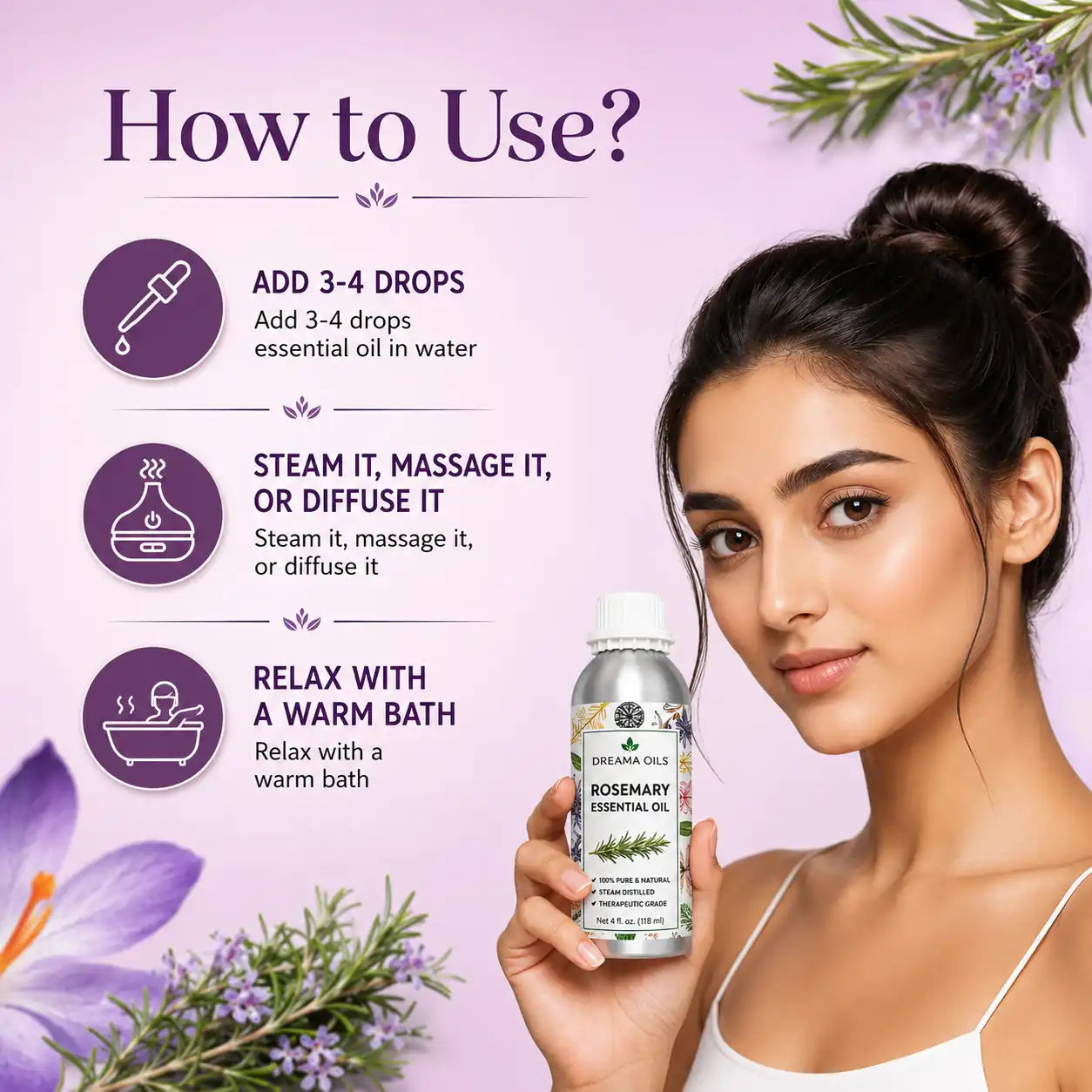 Premium Pure Rosemary Essential Oil – Indian