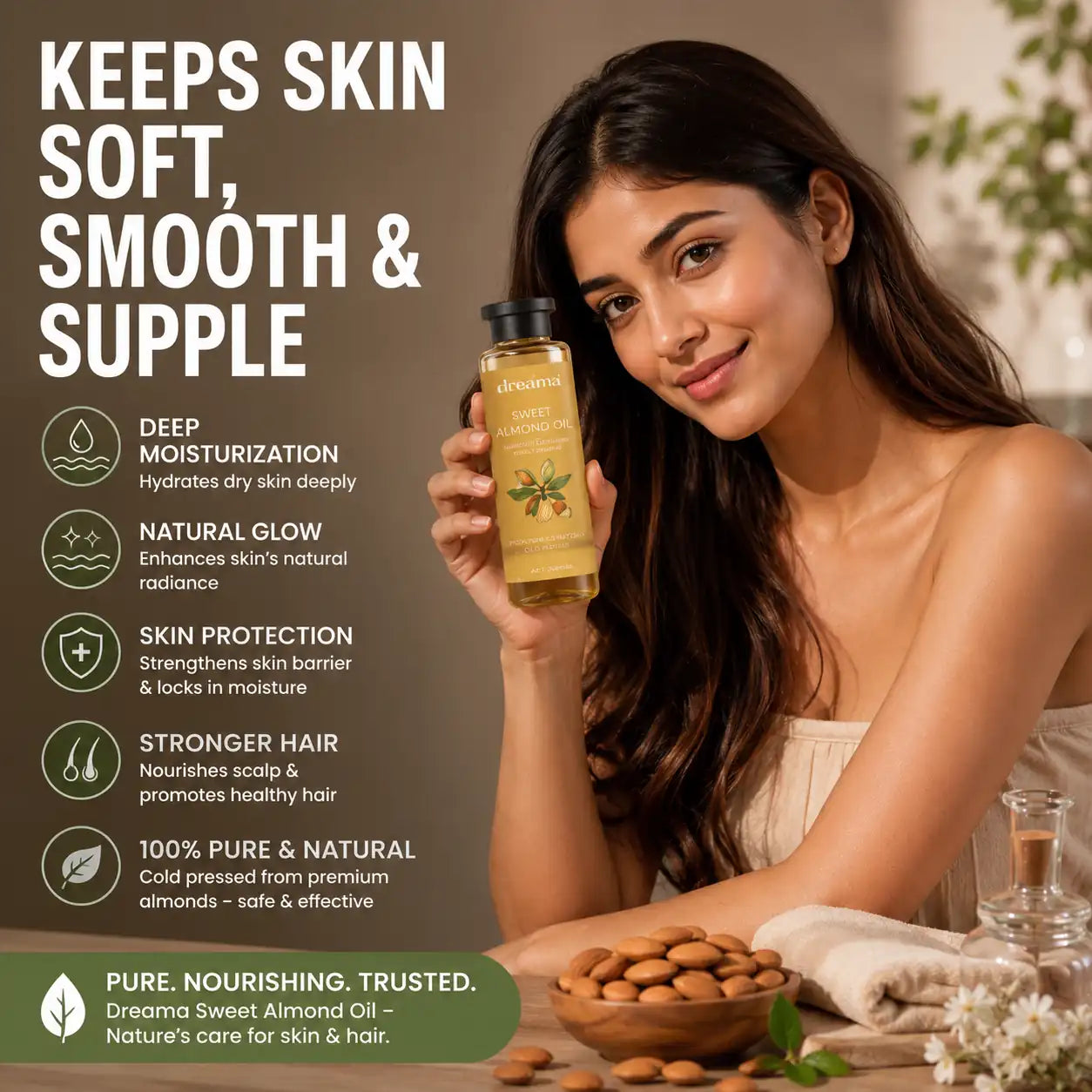 Premium Sweet Almond Oil – Pure, Cold-Pressed & Skin-Loving