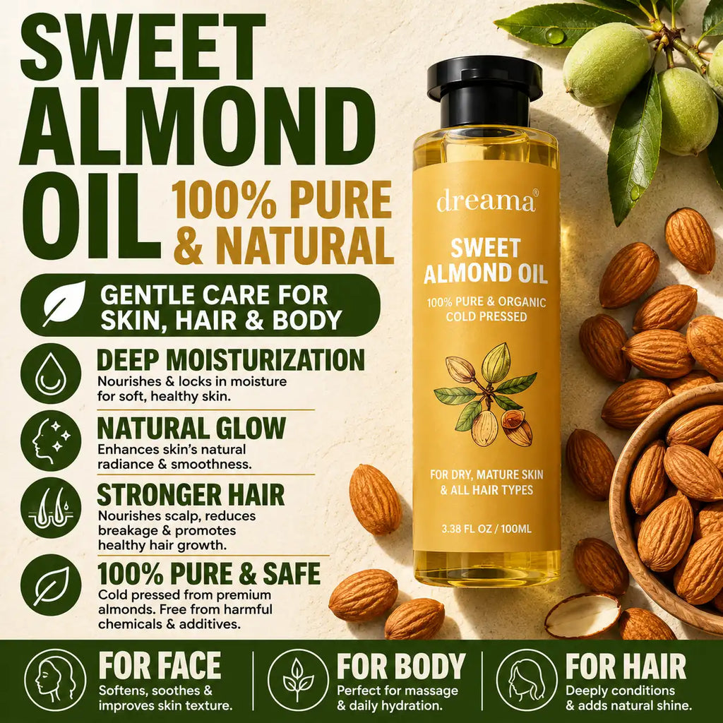 Premium Sweet Almond Oil – Pure, Cold-Pressed & Skin-Loving
